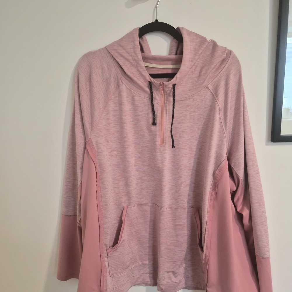 Women's Pink Hooded Pullover Sweatshirt